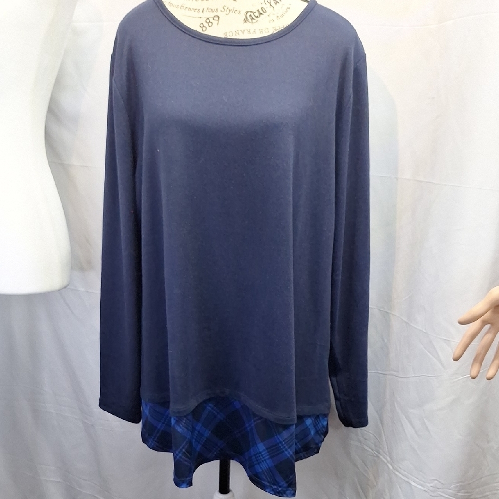 IMAN Asymmetrical Blue Long Sleeve Tunic